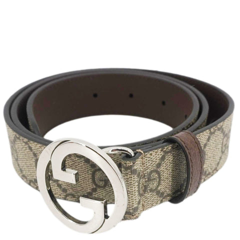 GUCCI Interlocking Buckle GG Supreme Canvas Belt Beige 734771 Size 85/34