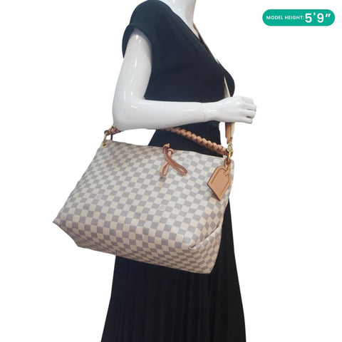 LOUIS VUITTON Beaubourg MM Damier Azur Shoulder Bag Rose Ballerine