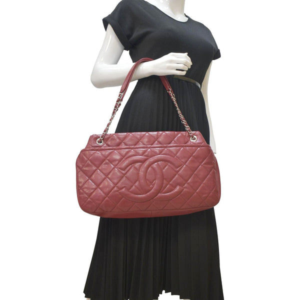 CHANEL Timeless CC Soft Quilted Leather Shopping Tote Bag Red