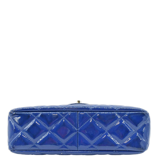CHANEL Coco Shine Flap Small Quilted Patent Leather Shoulder Bag Blue
