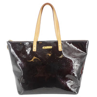 LOUIS VUITTON Bellevue Vernis Leather Tote Bag Burgundy