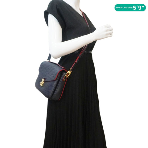 LOUIS VUITTON Metis Pochette Empreinte Leather Crossbody Bag Navy Blue