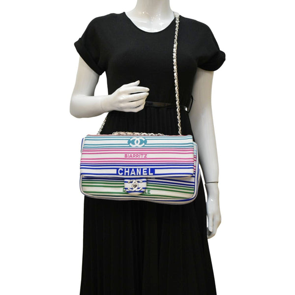 CHANEL Venise Biarritz Flap Mixed Fibers Shoulder Bag Multicolor