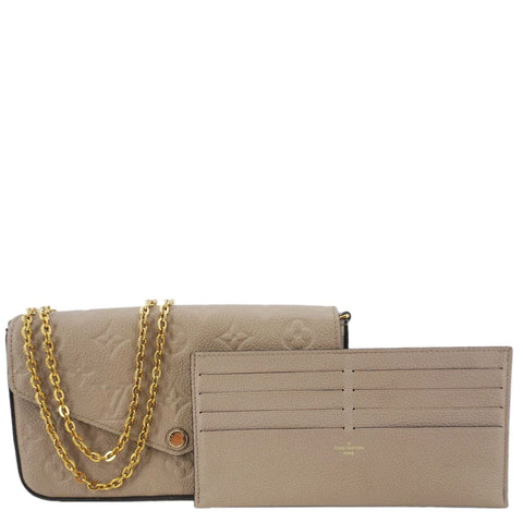 LOUIS VUITTON Felicie Pochette Monogram Empreinte Crossbody Bag Tourterelle Beige