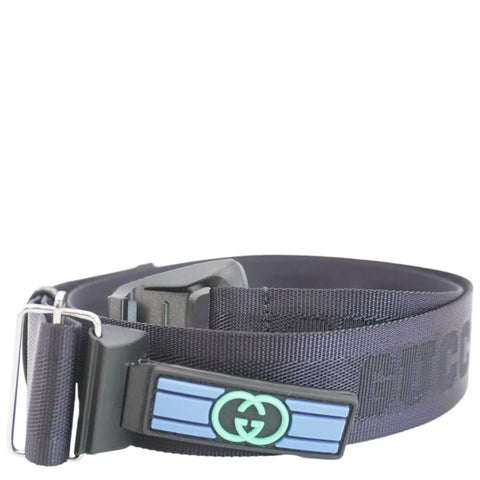 GUCCI GG Crystal Nylon Belt Size 100.40 Blue 778889