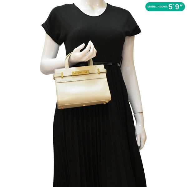 YVES SAINT LAURENT Manhattan Leather Shopper Tote Bag Beige