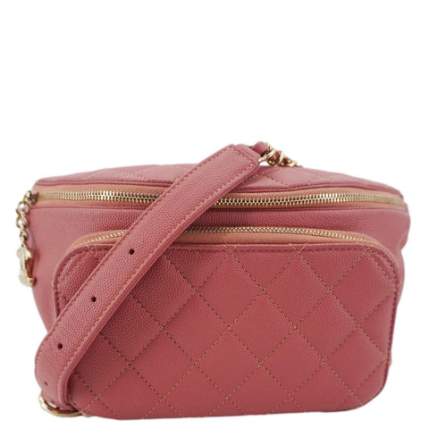 CHANEL Business Affinity Quilted Caviar Leather Belt Bag Pink