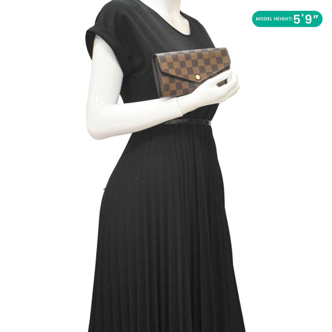 LOUIS VUITTON Sarah Damier Ebene Wallet Brown