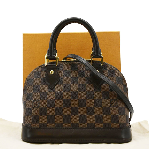 LOUIS VUITTON Alma BB Damier Ebene Satchel Crossbody Bag Brown