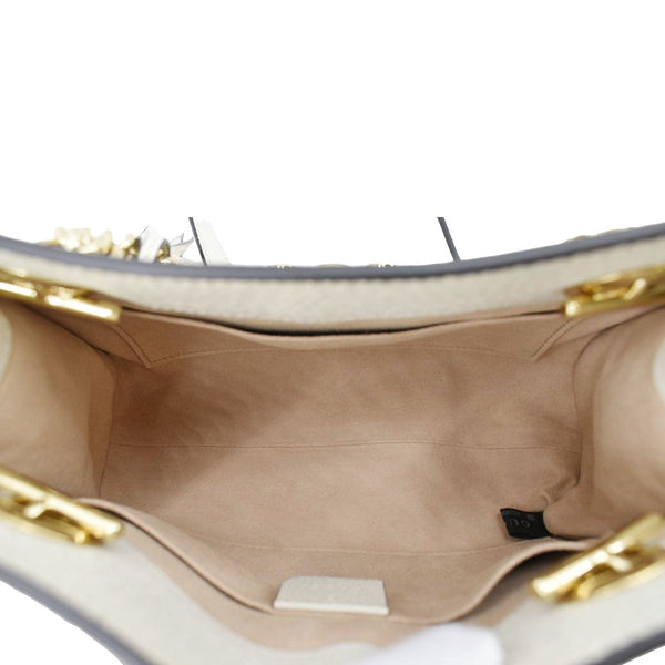 GUCCI Padlock Flora Small GG Supreme Canvas Shoulder Bag Beige 498156