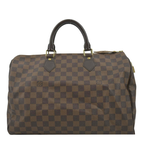 LOUIS VUITTON Speedy 35 Damier Ebene Satchel Bag Brown