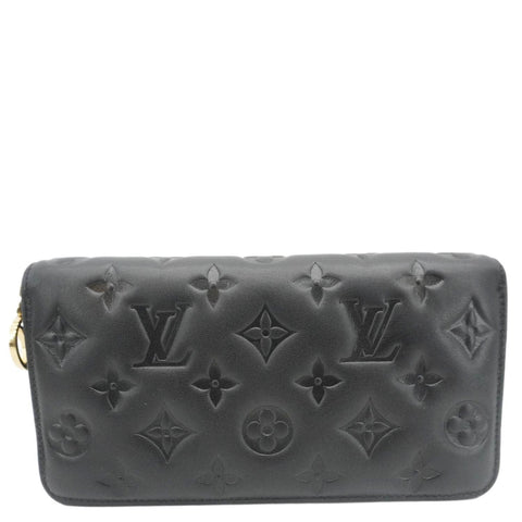 LOUIS VUITTON Coussin Embossed Leather Zippy Wallet Black