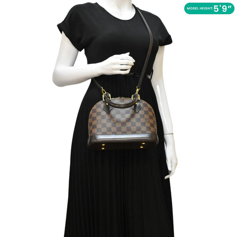LOUIS VUITTON Alma BB Damier Ebene Satchel Crossbody Bag Brown
