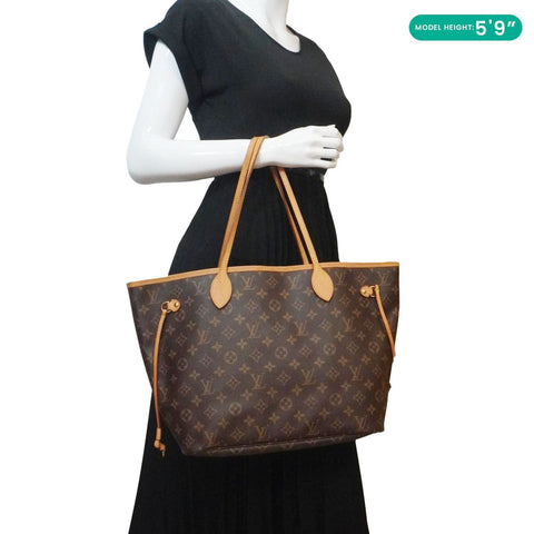 LOUIS VUITTON Neverfull MM Monogram Canvas Shoulder Bag Brown