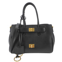 BALENCIAGA Carry All Bel Air Bag Leather Tote Shoulder Bag Black