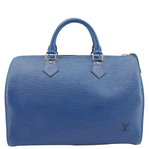 LOUIS VUITTON Speedy 30 Epi Leather Satchel Bag Blue