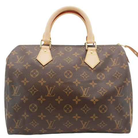 LOUIS VUITTON Speedy 30 Monogram Canvas Satchel Bag Brown