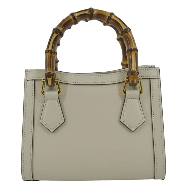 GUCCI Diana Bamboo Mini Leather Tote Bag White 655661
