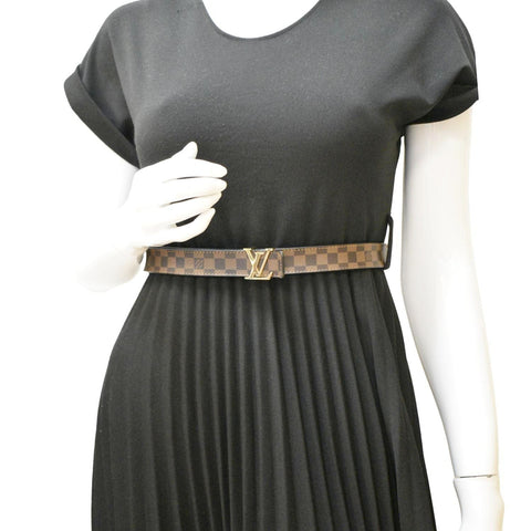 LOUIS VUITTON  LV Initiales Damier Ebene Belt Brown