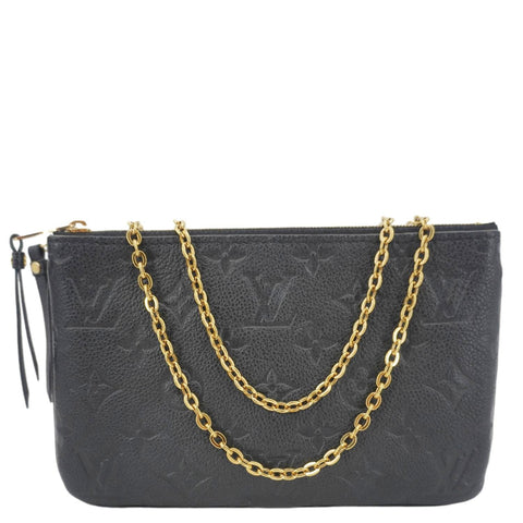LOUIS VUITTON Double Zip Pochette Monogram Empreinte Crossbody Bag Black