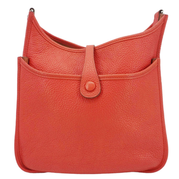 HERMES Evelyne PM Clemence Leather Crossbody Bag Red