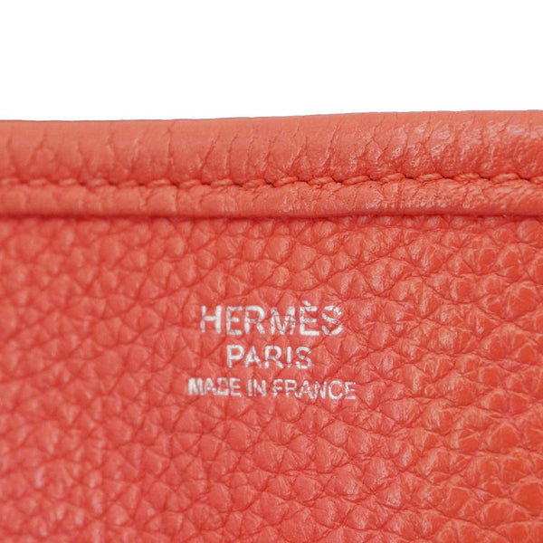 HERMES Evelyne PM Clemence Leather Crossbody Bag Red