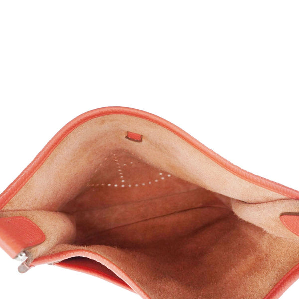 HERMES Evelyne PM Clemence Leather Crossbody Bag Red