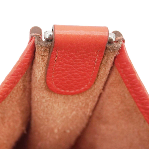 HERMES Evelyne PM Clemence Leather Crossbody Bag Red