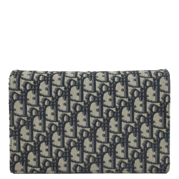 CHRISTIAN DIOR Saddle Oblique Jacquard Pouch Crossbody Bag Navy Blue