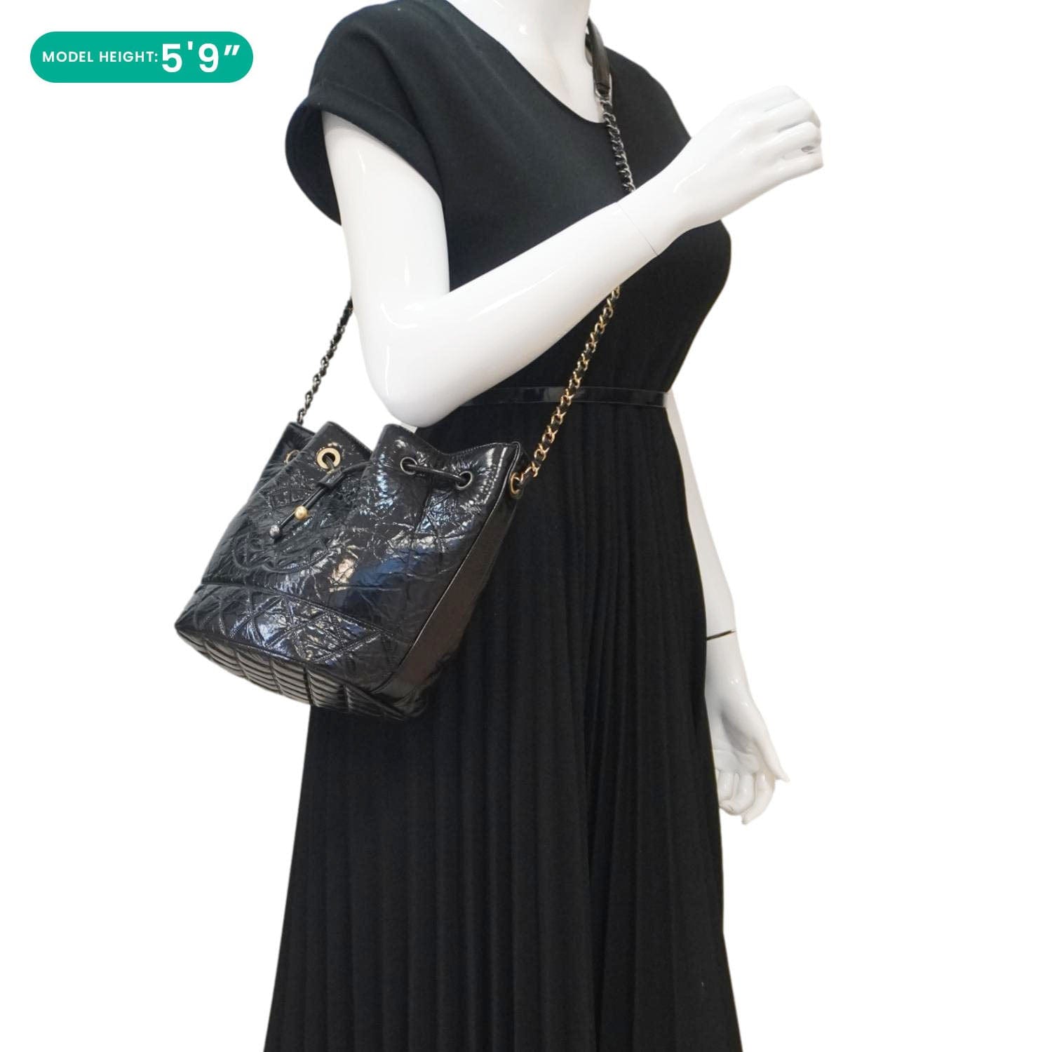 Chanel CC Drawstring Shiny Aged Calfskin Chain Shoulder Bag Black Chanel CC Drawstring Shiny Aged Calfskin Chain Shoulder Bag Black