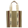 CHLOE Woody Striped Canvas Tote Bag Beige