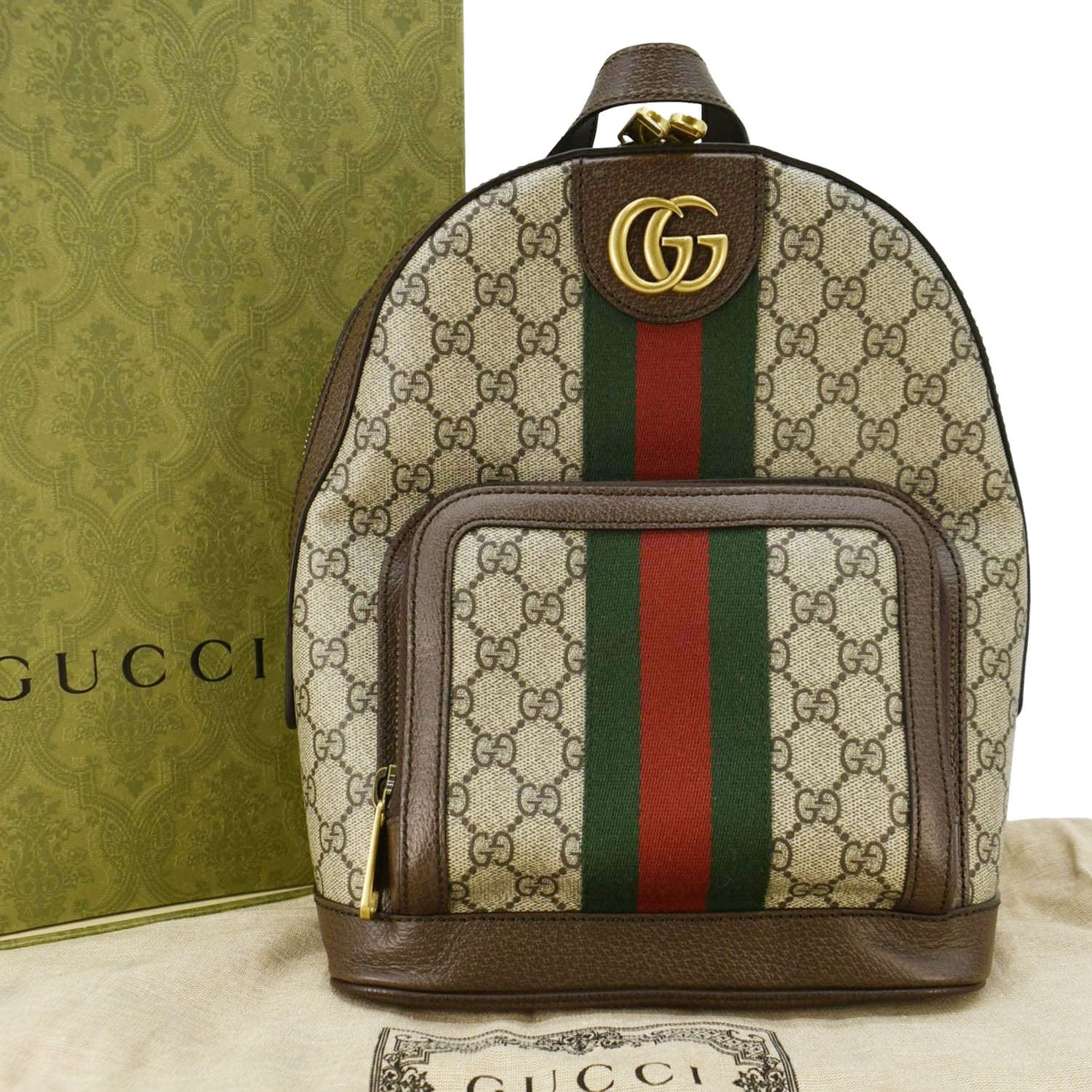 gucci mini backpack for women Pre-Owned GUCCI Ophidia Small GG Supreme Canvas Beige Backpack