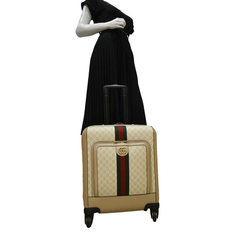 GUCCI Savoy Cabin Trolley Small GG Supreme Canvas Travel Bag Beige 693646