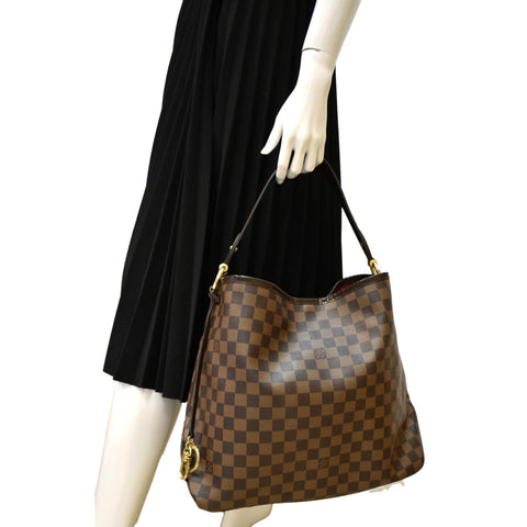 LOUIS VUITTON Delightful MM Damier Ebene Hobo Bag Brown