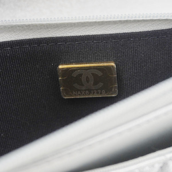 CHANEL Rainbow Woven WOC Calfskin Leather Top Handle Bag Metallic Silver