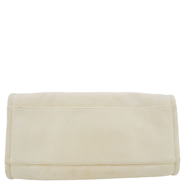 CHANEL Deauville Medium Pearl Embellished Canvas Tote Bag Cream