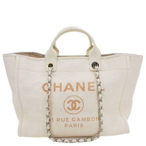 CHANEL Deauville Large Raffia Mixed Fibers Tote Bag Cream