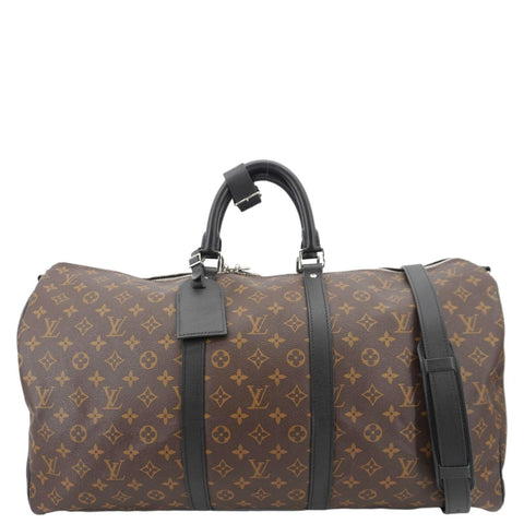 LOUIS VUITTON Keepall Bandouliere 55 Monogram Canvas Travel Bag Black