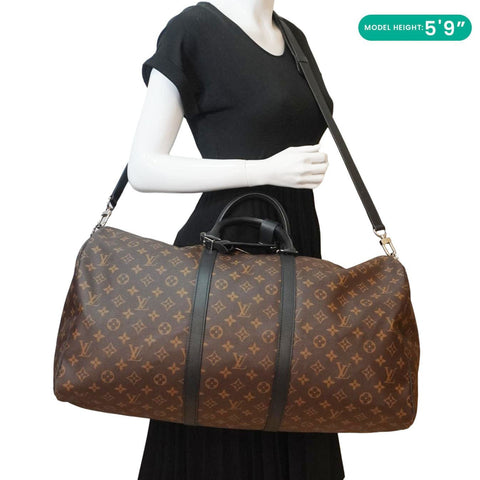 LOUIS VUITTON Keepall Bandouliere 55 Monogram Canvas Travel Bag Black