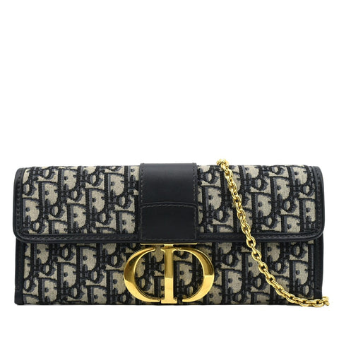 CHRISTIAN DIOR 30 Montaigne Oblique Jacquard Crossbody Clutch Blue