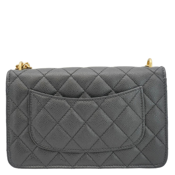 CHANEL Wallet On Chain Quilted Caviar Leather Crossbody Bag Black