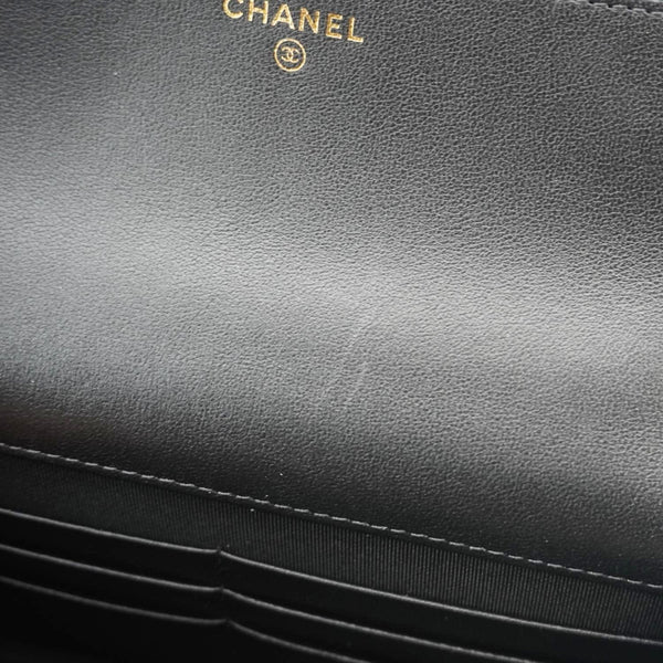 CHANEL Wallet On Chain Quilted Caviar Leather Crossbody Bag Black