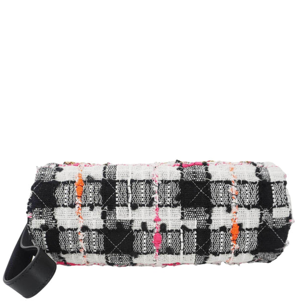 CHANEL Tweed Calfskin Signe Bowling Shoulder Bag Multicolor