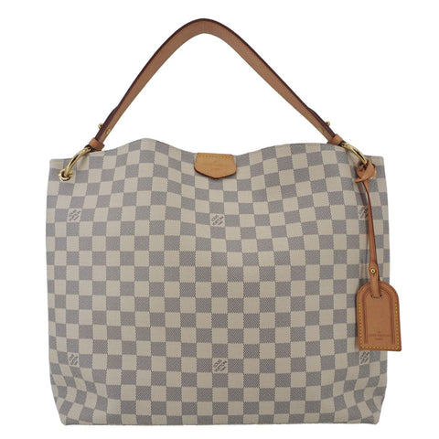 LOUIS VUITTON Graceful MM Damier Azur Hobo Shoulder Bag Rose Ballerine
