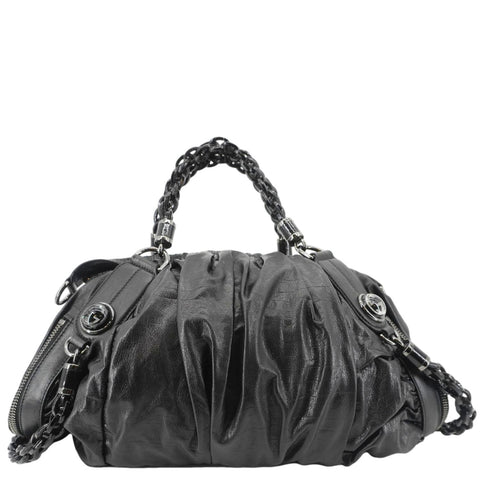 GUCCI Galaxy Medium Leather Top Handle Shoulder Bag Black 228838