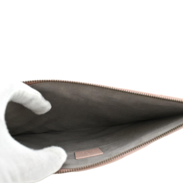 GUCCI GG Marmont Quilted Leather Zip Pouch Bag Pink 476440