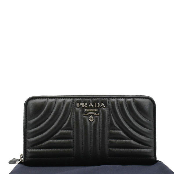 PRADA Diagramme Zip Leather Wallet Black