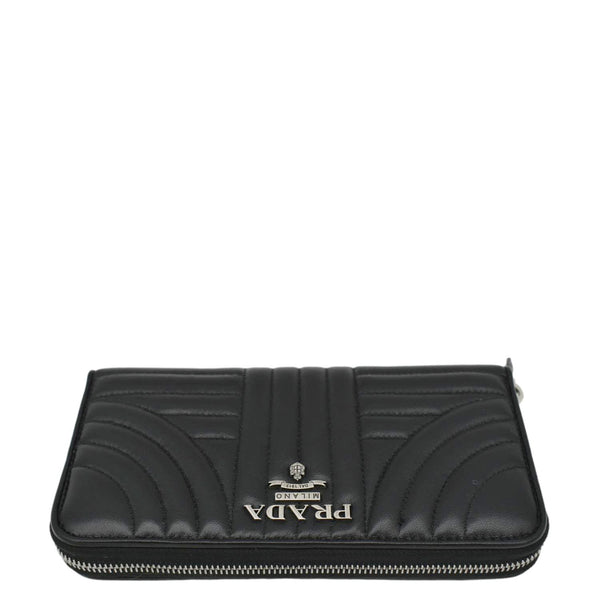 PRADA Diagramme Zip Leather Wallet Black