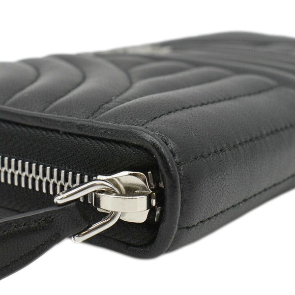 PRADA Diagramme Zip Leather Wallet Black
