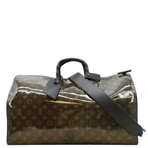 LOUIS VUITTON Keepall 50 Bandouliere Monogram Glaze Canvas Travel Bag Brown